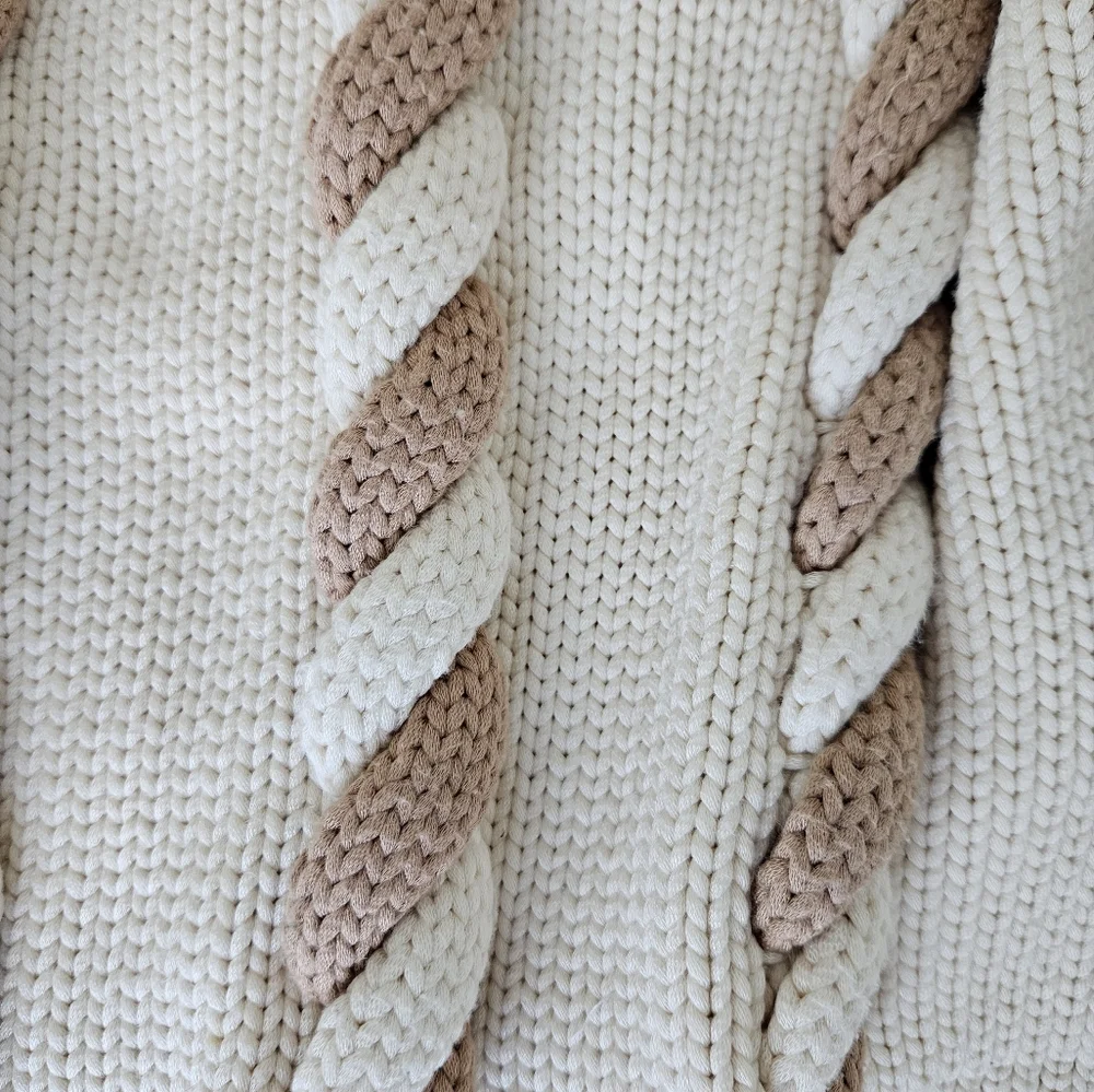 SPORTMAX Gatti Cream And Brown Chunky Braided Cableknit Sweater - Picture 4 of 10